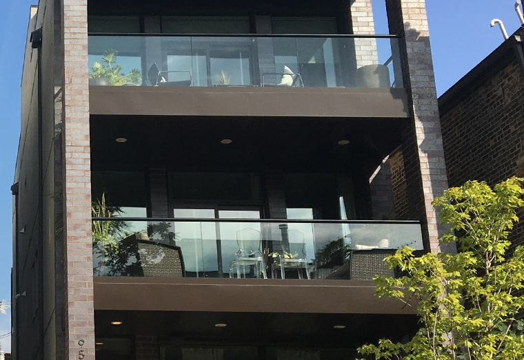 base shoe glass railing bronze